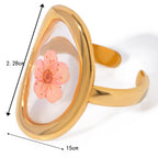 Grande Anello Fiore in Cornice Trasparente