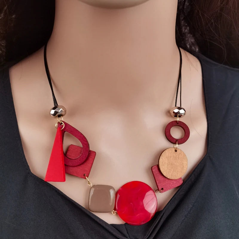 Asymmetrische Boho-Stil Anhänger Halskette rot