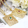 Collana lunga con pendente tradizionale arabo verde