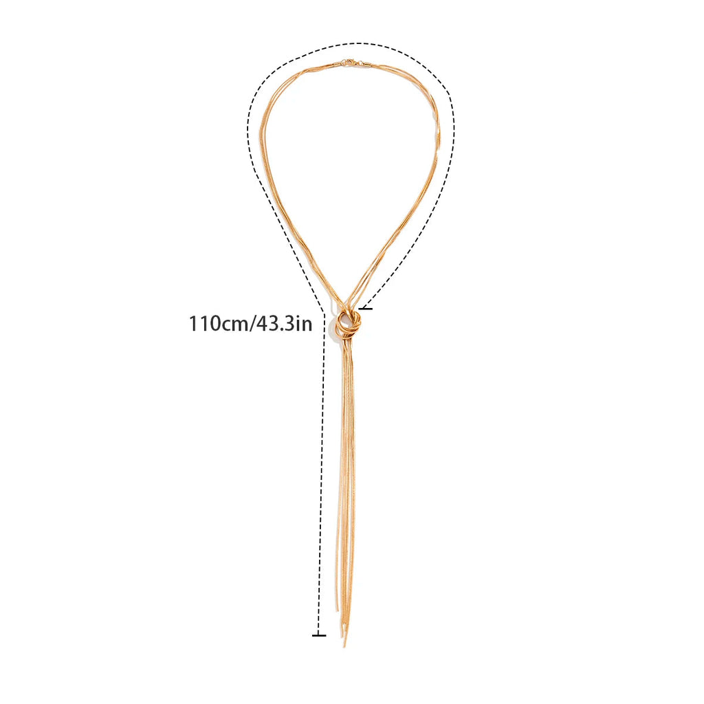 Lange Halskette mit Ausschnitt und Knoten für Damen