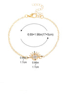 Lot de 2 Bracelets Lune ou Soleil en Zircon pour Couple