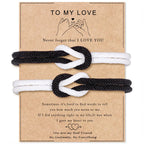 Set of 2 Knot Bracelets for Couples, white and black