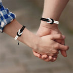 Set of 2 Knot Bracelets for Couples, white and black