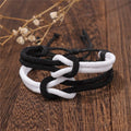Set of 2 Knot Bracelets for Couples, white and black