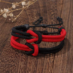 Set of 2 Knot Bracelets for Couples, red and black