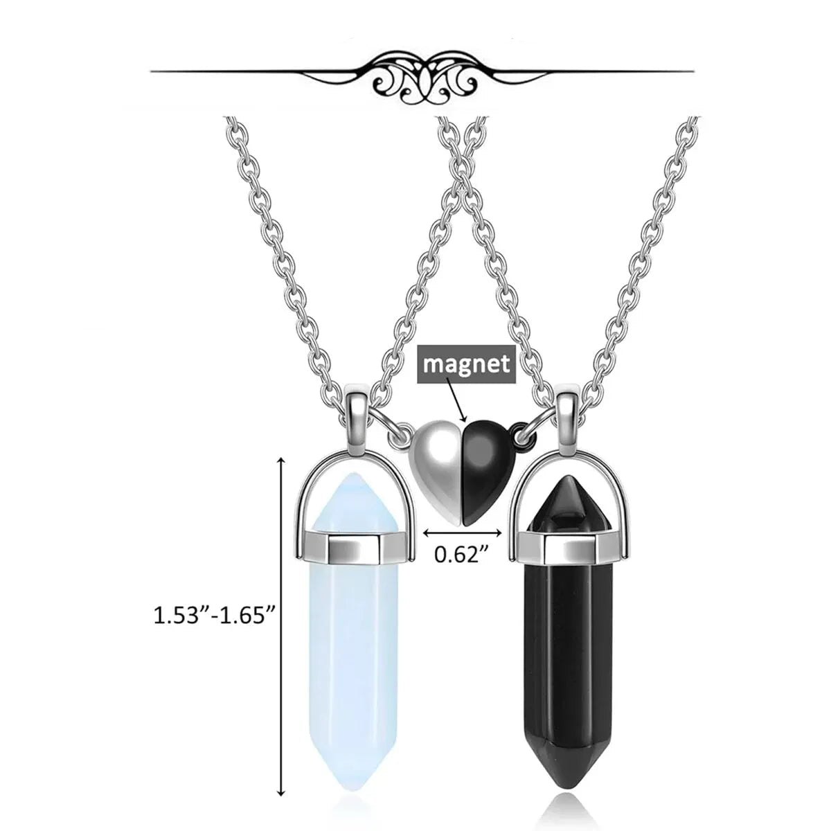 Lot de 2 Colliers avec Pendentif en Pierre pour Couple