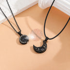 Lot de 2 Colliers avec Pendentif Lumineux Lune ou soleil pour Couple