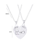 Lot de 2 Colliers avec Pendentifs Demi-Coeur "I Love You" pour Couple d'Amoureux