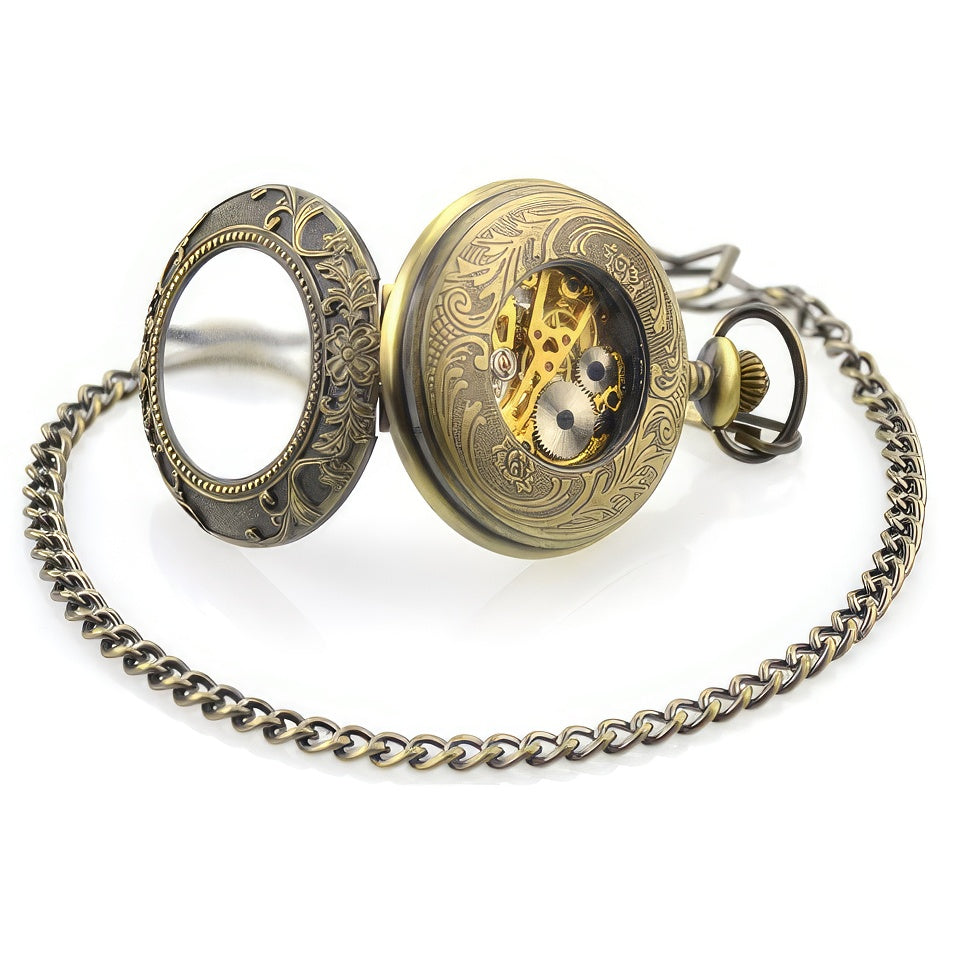 Steampunk-Taschenuhr mit Klappdeckel Wolf 