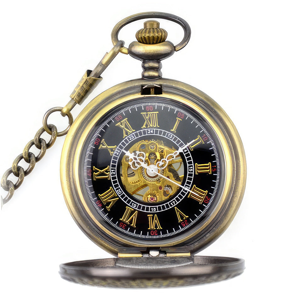 Steampunk-Taschenuhr mit Klappdeckel Wolf 