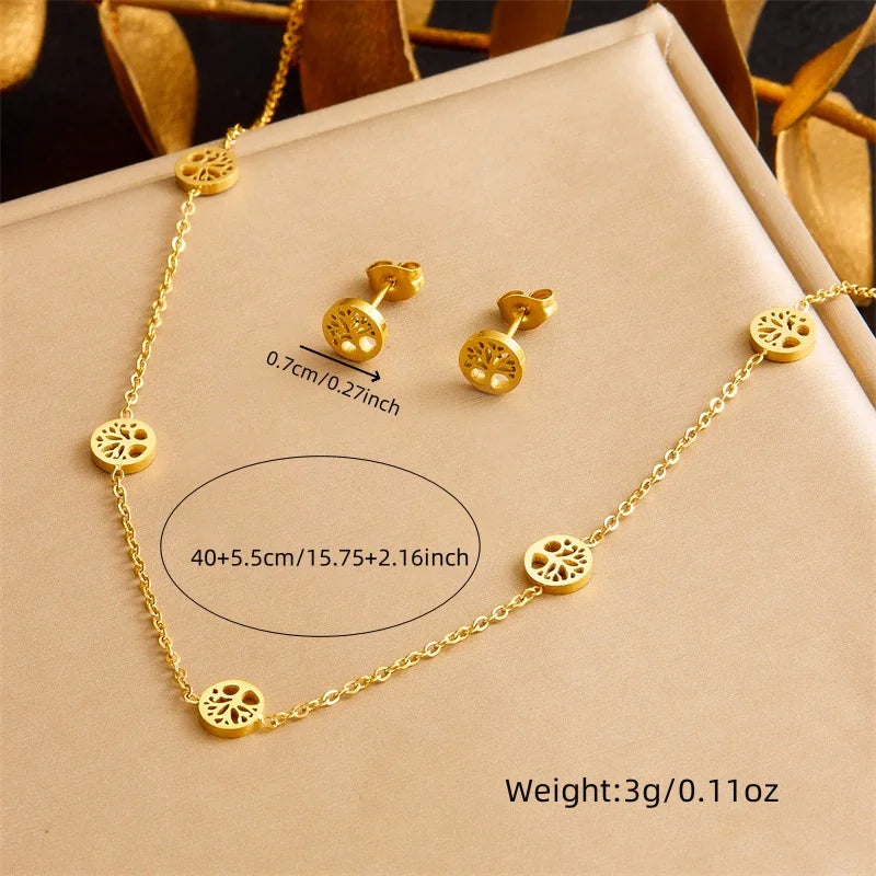 Schmuckset Lebensbaum Halskette, Armband und Ohrringe