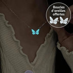 Set bijuterii fluture luminos (colier + brățară) + cercei cadou 