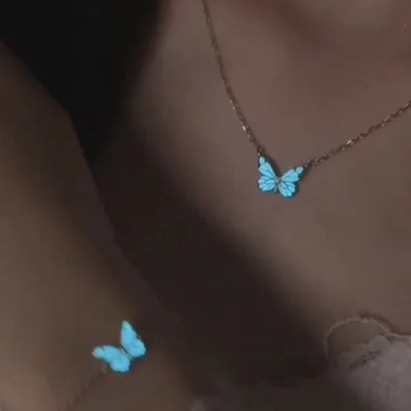 Set bijuterii fluture luminos (colier + brățară) + cercei cadou 