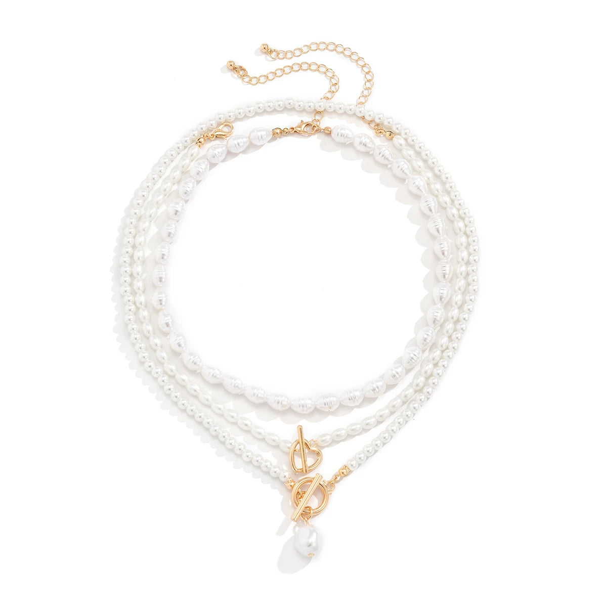 Set de 3 Colliers en Perles Blanches