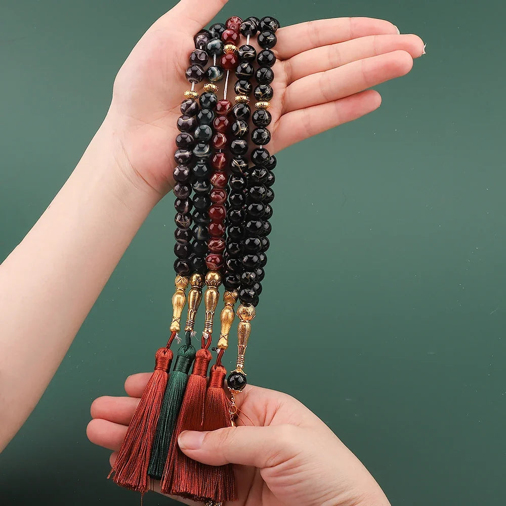 Tasbih Lang 33 sorte perler - muslimsk bedekæde