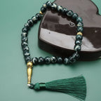 Tasbih Lang 33 sorte perler - muslimsk bedekæde grøn