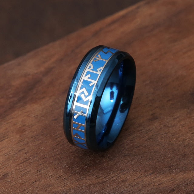 Blauer Wikinger Runenring