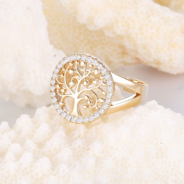 Ring Livets Træ Kvinde Guld