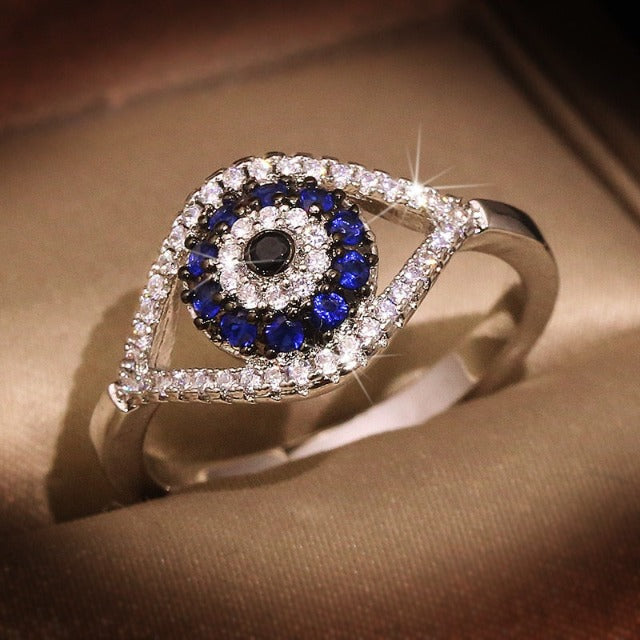 Anello Contro il Malocchio Blu Greco Turco Matiasma Mataki