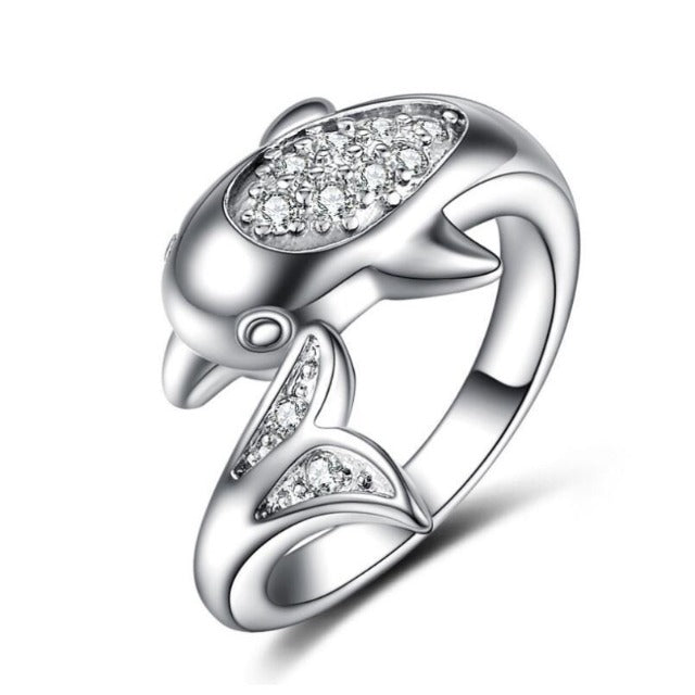 Silberner Delfin-Ring