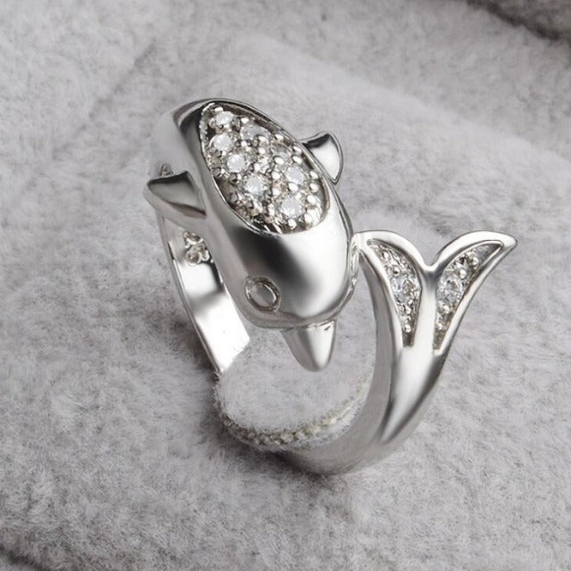 Silberner Delfin-Ring