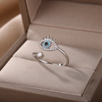 Diamantring gegen das Böse Auge Blau Griechisch Türkisch Matiasma Mataki Silber