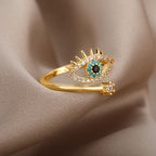 Diamantring gegen das Böse Auge Blau Griechisch Türkisch Matiasma Mataki Gold