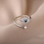 Diamantring gegen das Böse Auge Blau Griechisch Türkisch Matiasma Mataki Silber