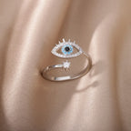 Diamantring gegen das Böse Auge Blau Griechisch Türkisch Matiasma Mataki Silber