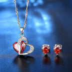 Gioielli Cuore Collana e Orecchini rossi