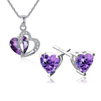 Gioielli Cuore Collana e Orecchini viola