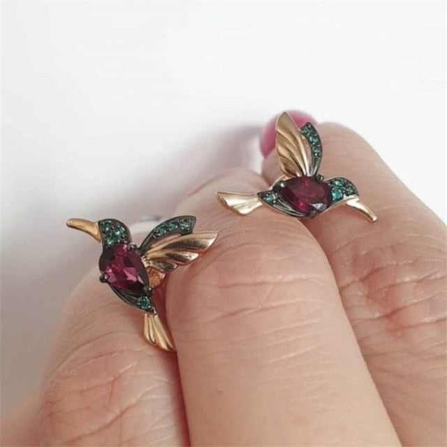 Ohrring Kolibri Rot