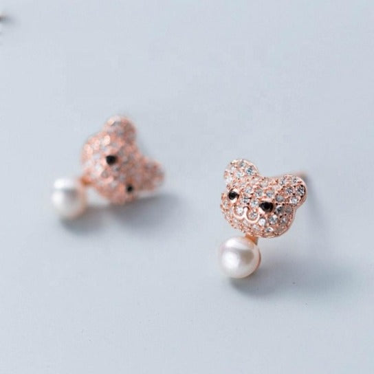 Orecchino Orso oro rosa