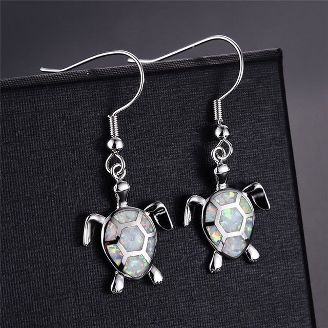 Boucle d'Oreille Tortue blanc