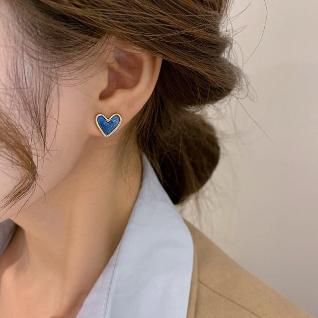 Orecchini Cuore Blu & Rosa blu