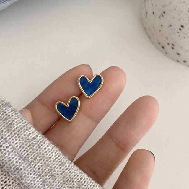Orecchini Cuore Blu & Rosa blu