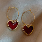 Red Heart Earrings for Women