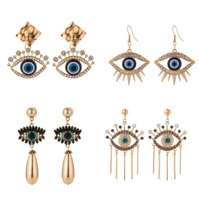 Evil Eye Protection Earrings Blue Greek Turkish Mataki Matiasma