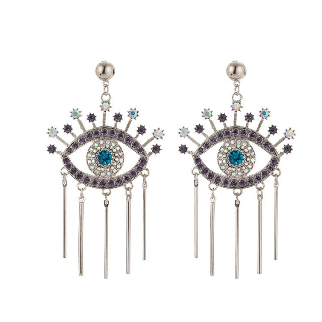 Evil Eye Protection Earrings Blue Greek Turkish Mataki Matiasma style 1 silver