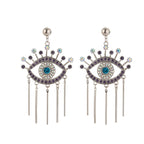 Evil Eye Protection Earrings Blue Greek Turkish Mataki Matiasma style 1 silver
