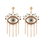 Evil Eye Protection Earrings Blue Greek Turkish Mataki Matiasma style 1 gold