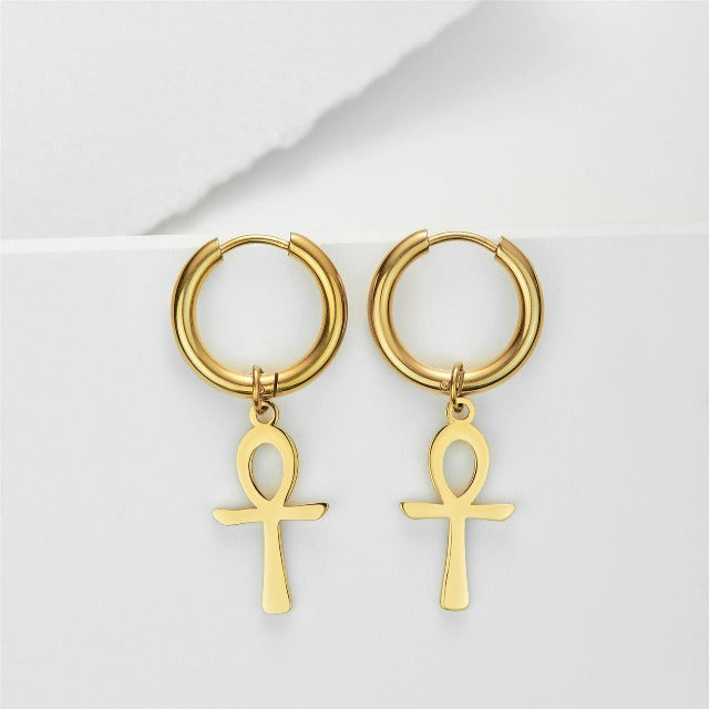 Orecchini Egiziani Croce Ankh Donna oro