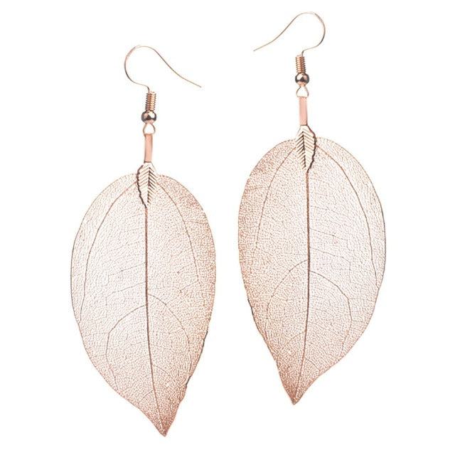 Orecchini Foglia Boho oro rosa