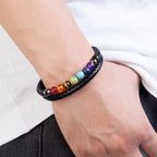 Bracciale 7 Chakra in Pelle Uomo Donna
