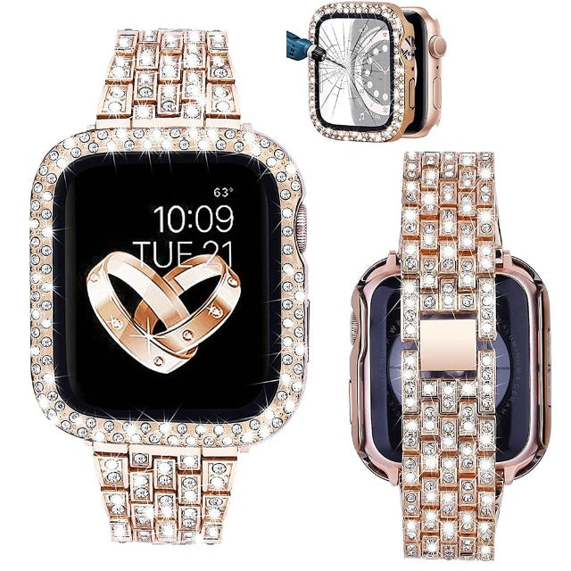 Apple Watch Armband mit Diamant-Gehäuse Gold