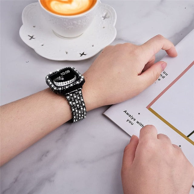 Apple Watch Armband mit Diamant-Gehäuse Schwarz