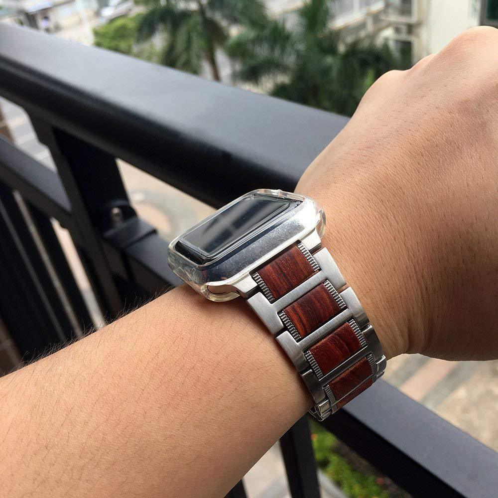 Bracciale Apple Watch in Legno argento e marrone