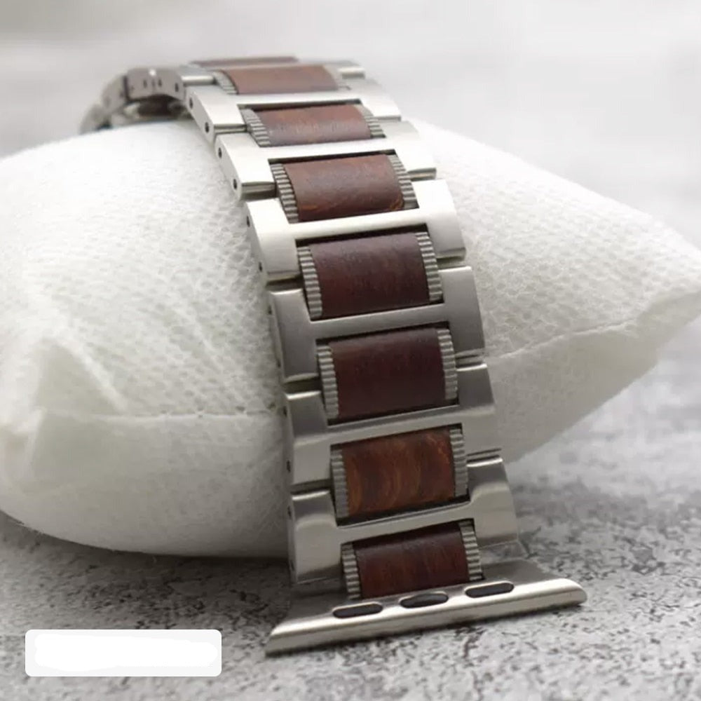 Bracciale Apple Watch in Legno argento e marrone