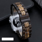 Bracciale Apple Watch in Legno marrone chiaro e nero