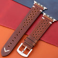 Cinturino Apple Watch in Vera Pelle marrone e argento